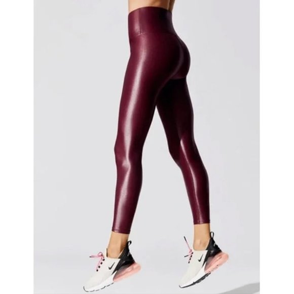 Carbon38 High Rise 7/8 Legging Liquid Metallic Shimmer Takara Shine Wine Small - Picture 2 of 8